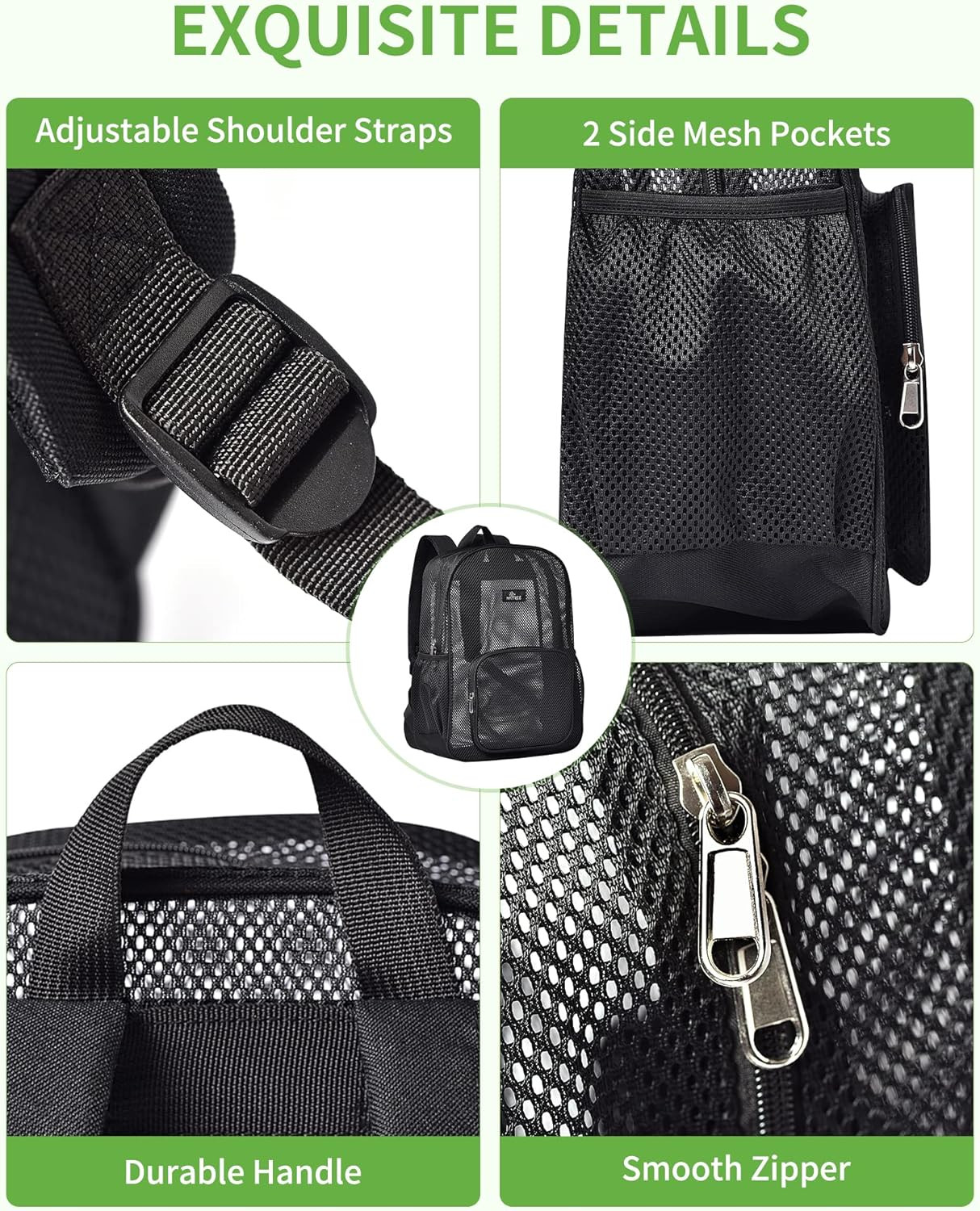 MAY TREE Mesh Bacpack for Beach Swimming Outdoor Fitness, Heavy Duty Mesh Bckpac