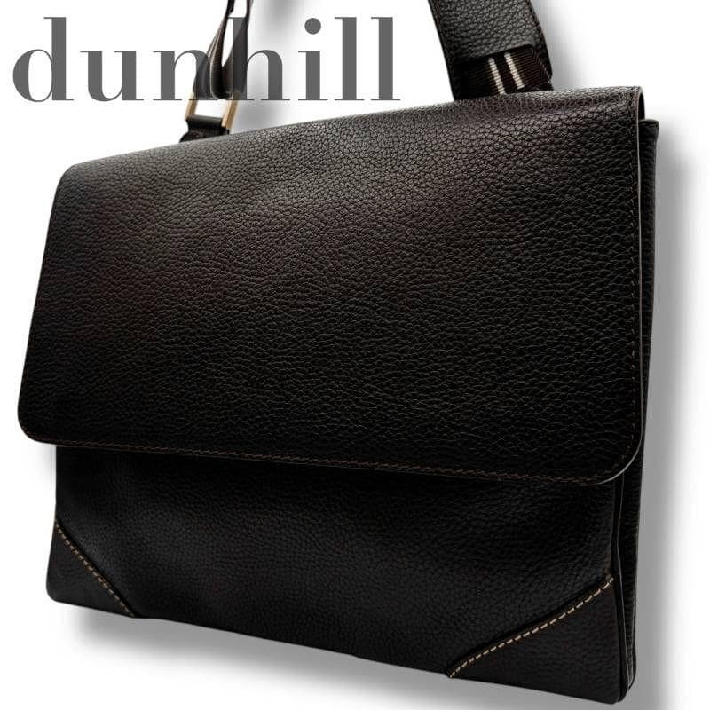 Dunhill Ensign Brown Leather Crossbody Shoulder Bag A4 33cm