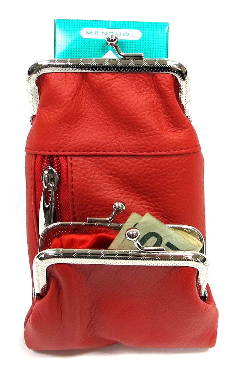 3 Pocket 100% Leather Cigarette Case+Coin Pouch Combo Get 2pc/2Color 100s King