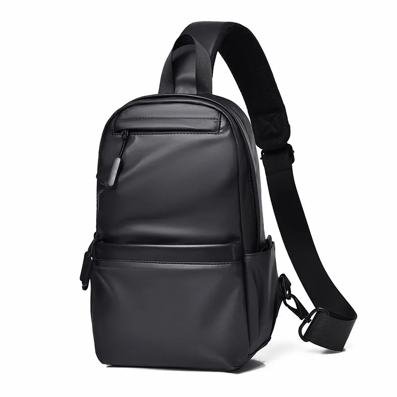 Men’s New Trendy Casual Leather Membrane Chest Bag Splash-proof Multifunctional
