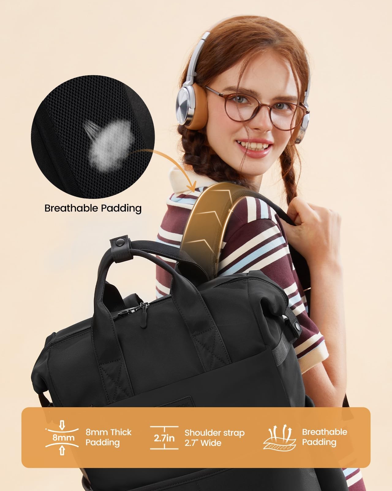 Laptop Backpack for , 17.3 Inch Work Travel Black Business Backpack Purse for…