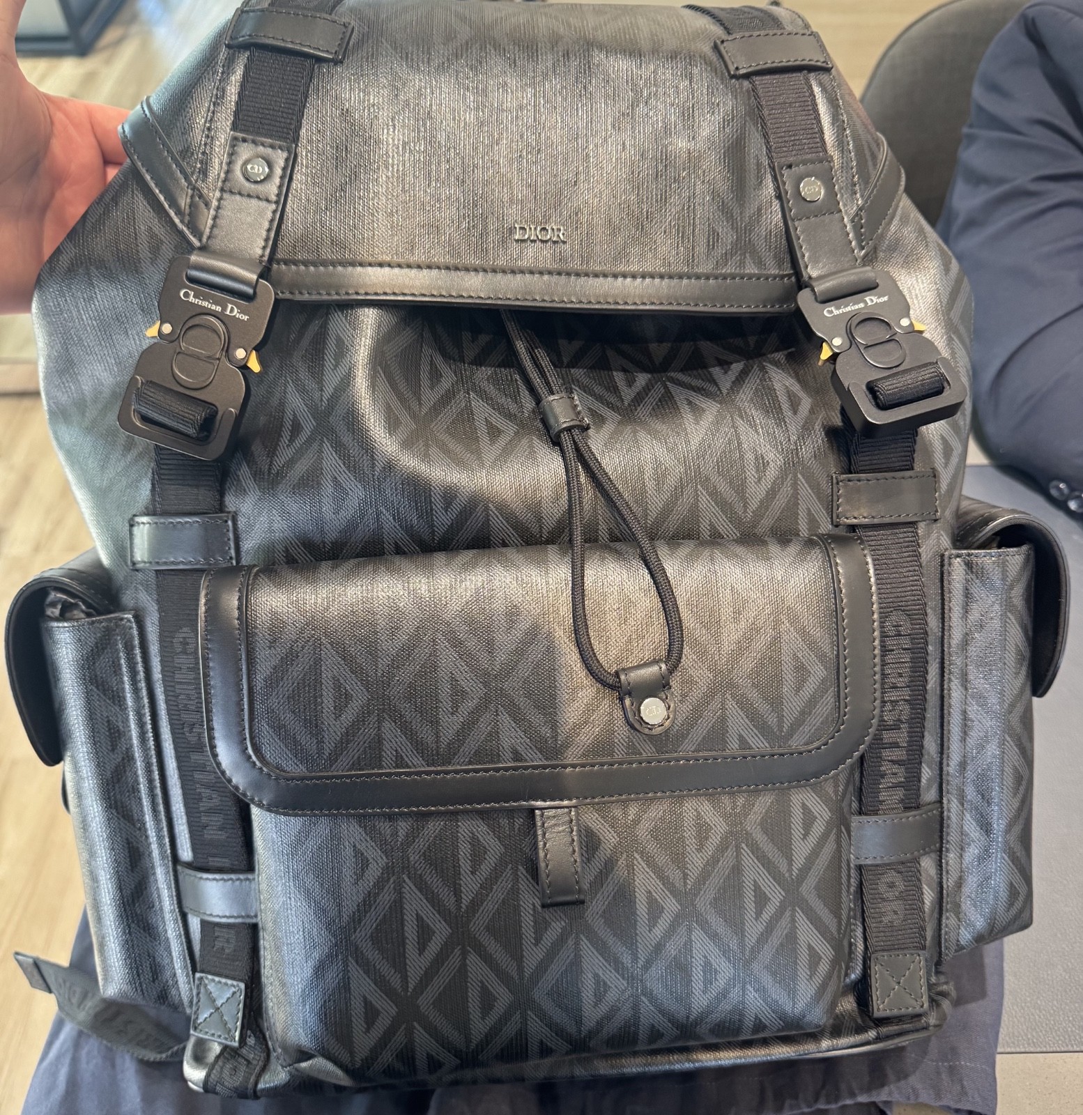 Christian Dior Hit the Road Backpack CD Diamond Coated Canvas