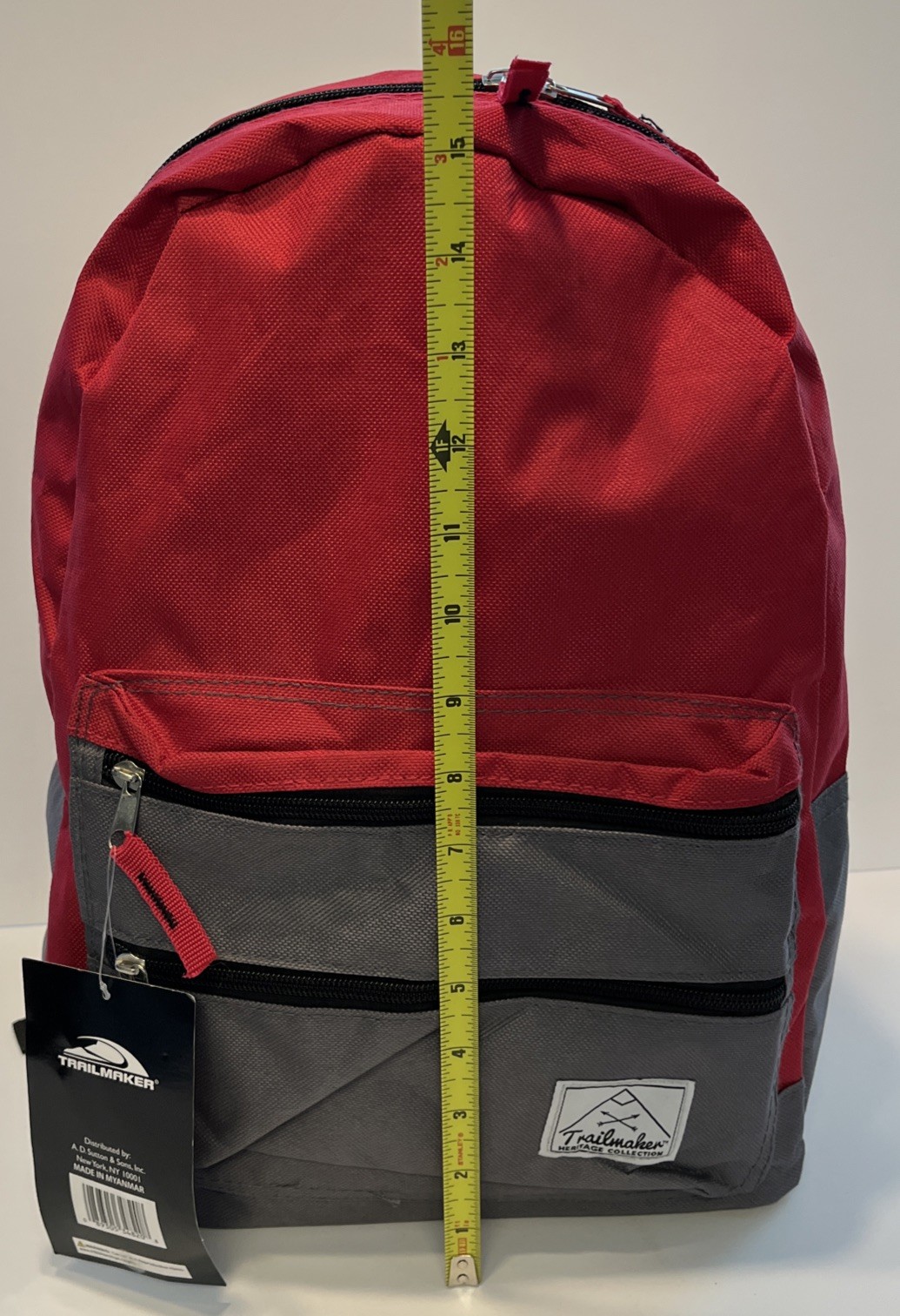 Trailmaker Heritage Collection Backpack 16″ x 10″ Red/Gray/Black NEW