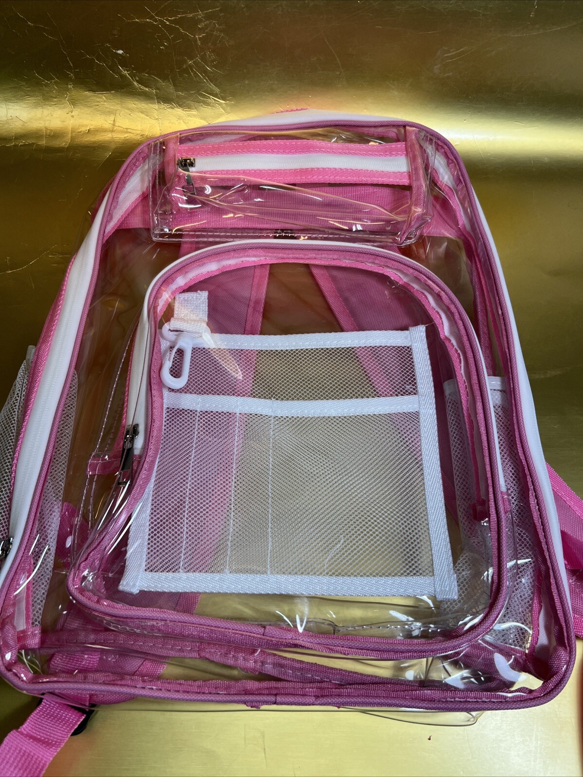 School bag Solid Color Clear Backpack Heavy Duty PVC Transparent Stylish Pink