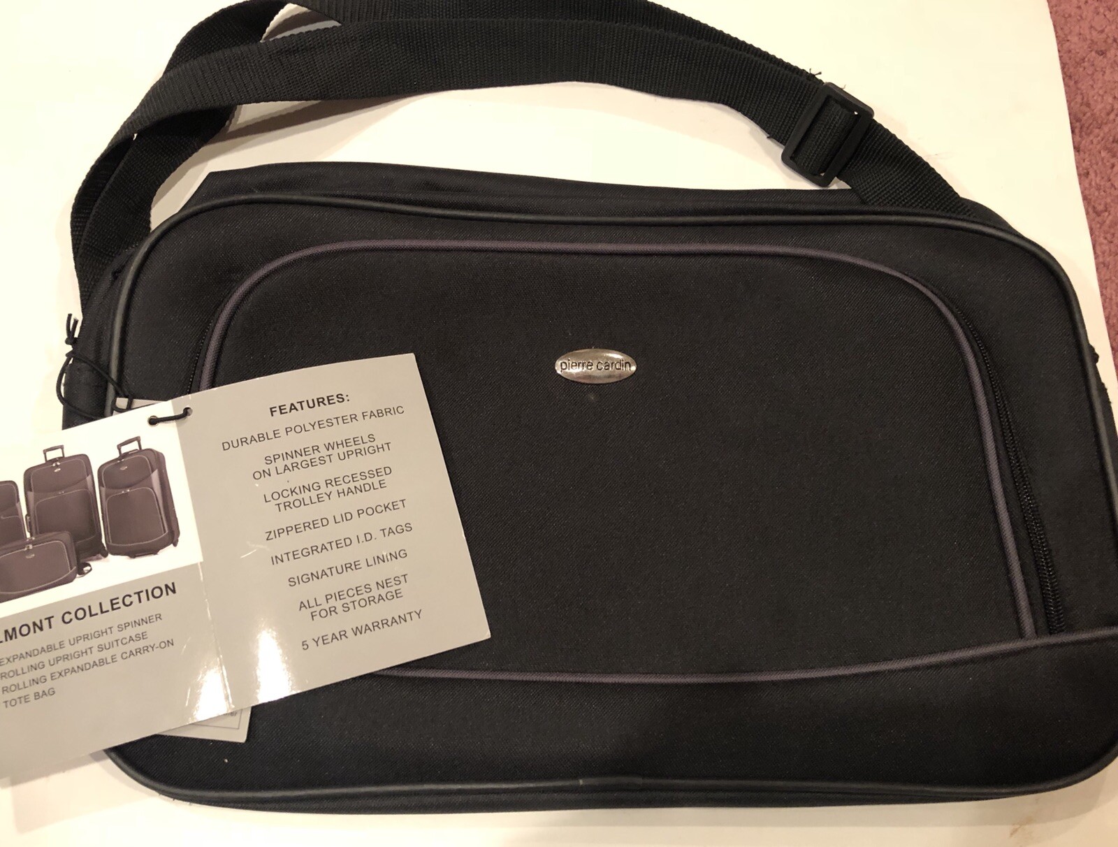 Pierre Cardin Black Briefcase Carry On Organizer 16 Inch New Belmont Series