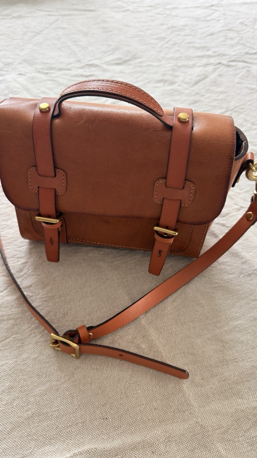 Old Trend Small Pebbled Satchel Top Handle Crossbody Bag Buckle Zip Gold
