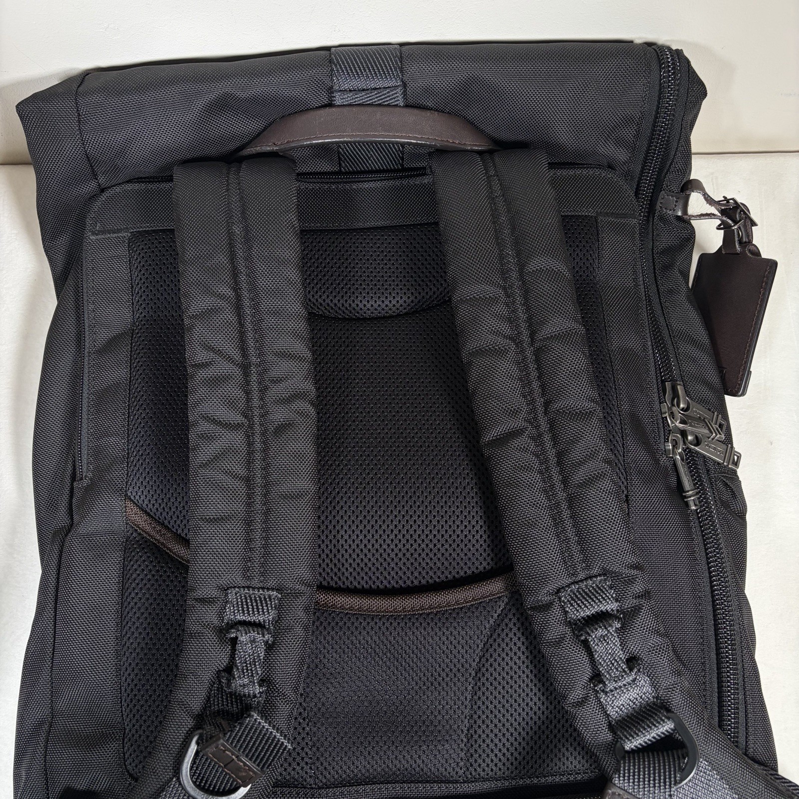 Tumi Alpha Bravo Luke Roll-Top Backpack Black Brown Ballistic Nylon Carry On Bag