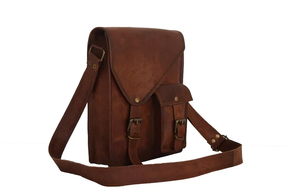 11 In Crossbody Messenger Bag iPad/Tab Handbag Real Leather Satchel Sling Bag