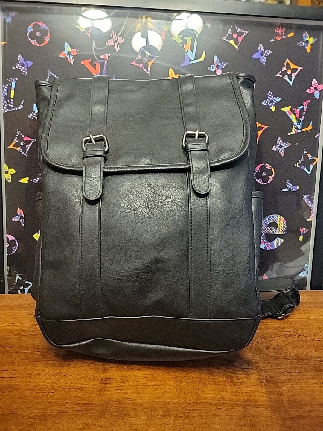 Jackson Corp Black Backpack Laptop Bookbag Leather