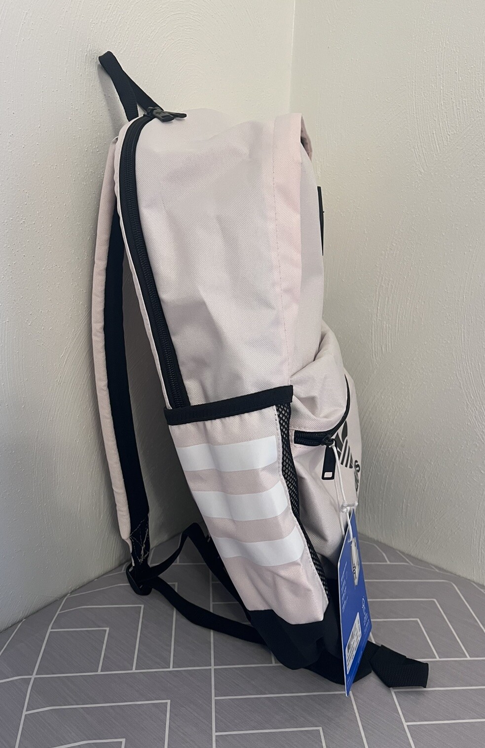 Adidas Original Base Backpack, Pink Tint/Black/White, School Laptop Book Bag