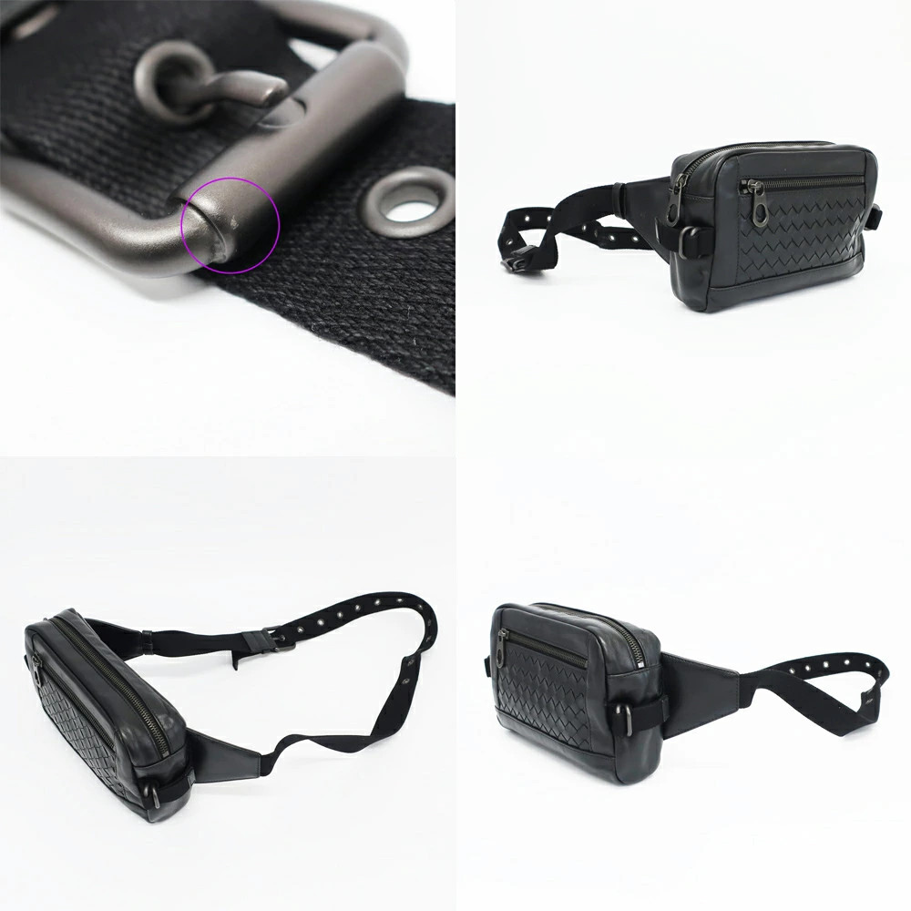 Bottega Veneta Fanny Pack Intrecciato Black Leather B06739595V