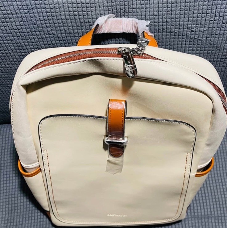BOSTANTEN Beige Brown Backpack Men Zip Buckle Outer Pockets