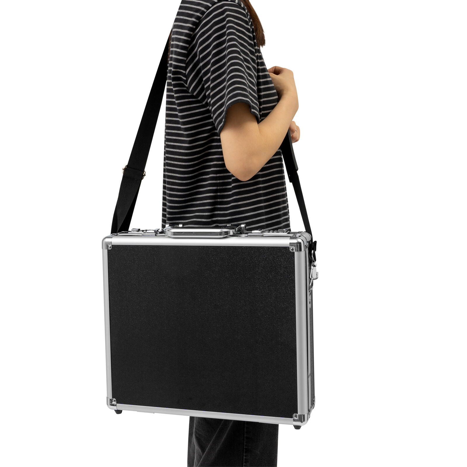 Aluminum Hard Case Big Capacity with Combination Lock Briefcase with Pocket New