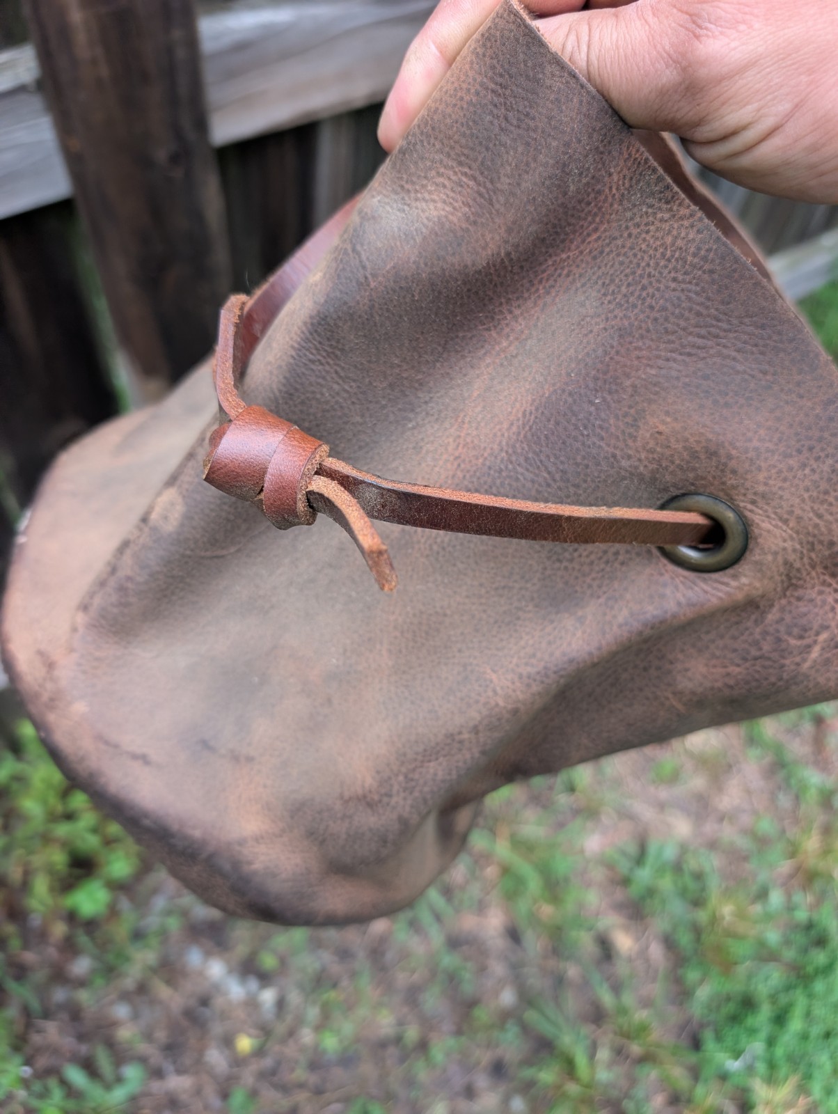 BOHO leather cowhide buffalo duffel bucket bag distressed cowboy western style