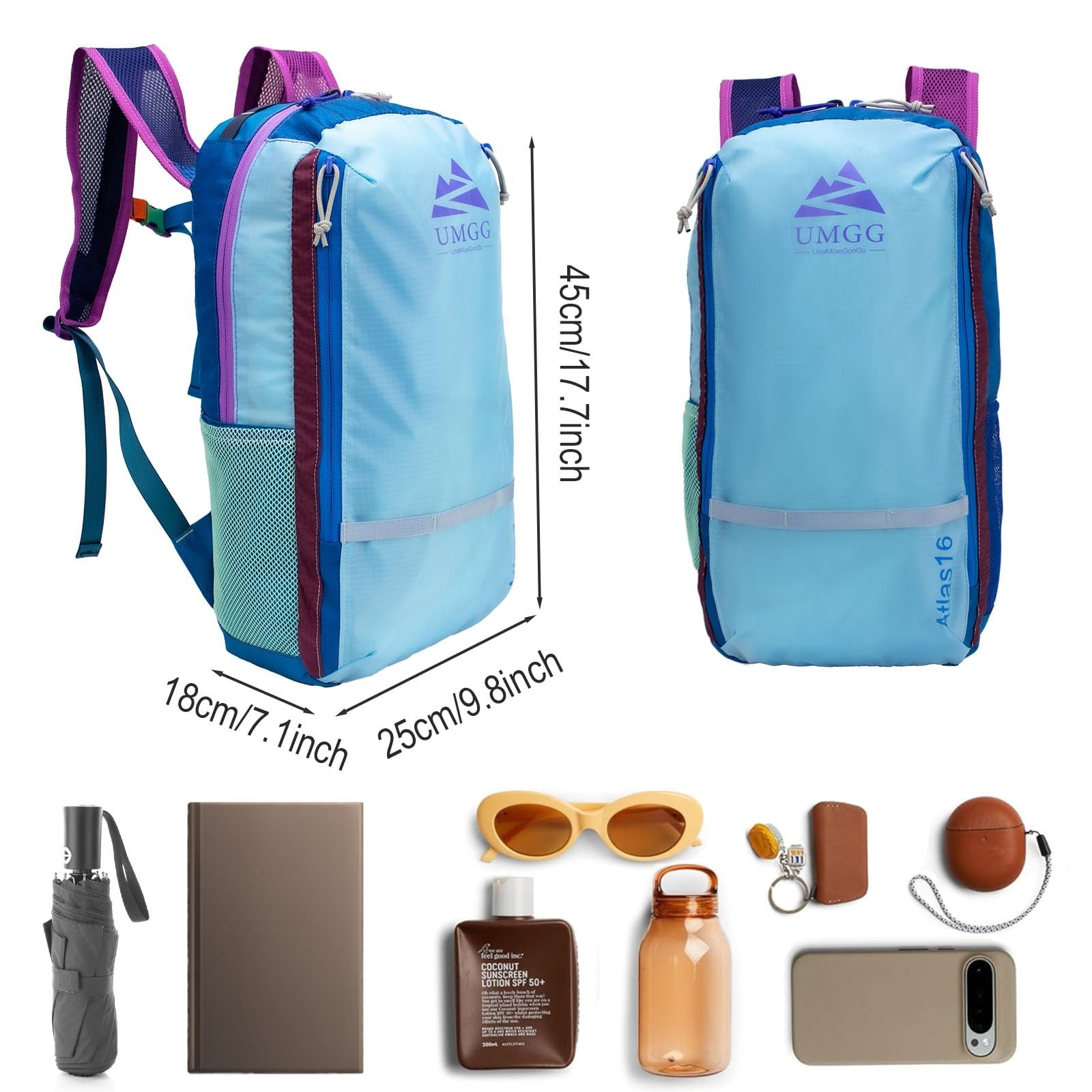 Small Hiking Backpack 16L, Ultra Lightweight Packable Bag Foldable Travel Bac…