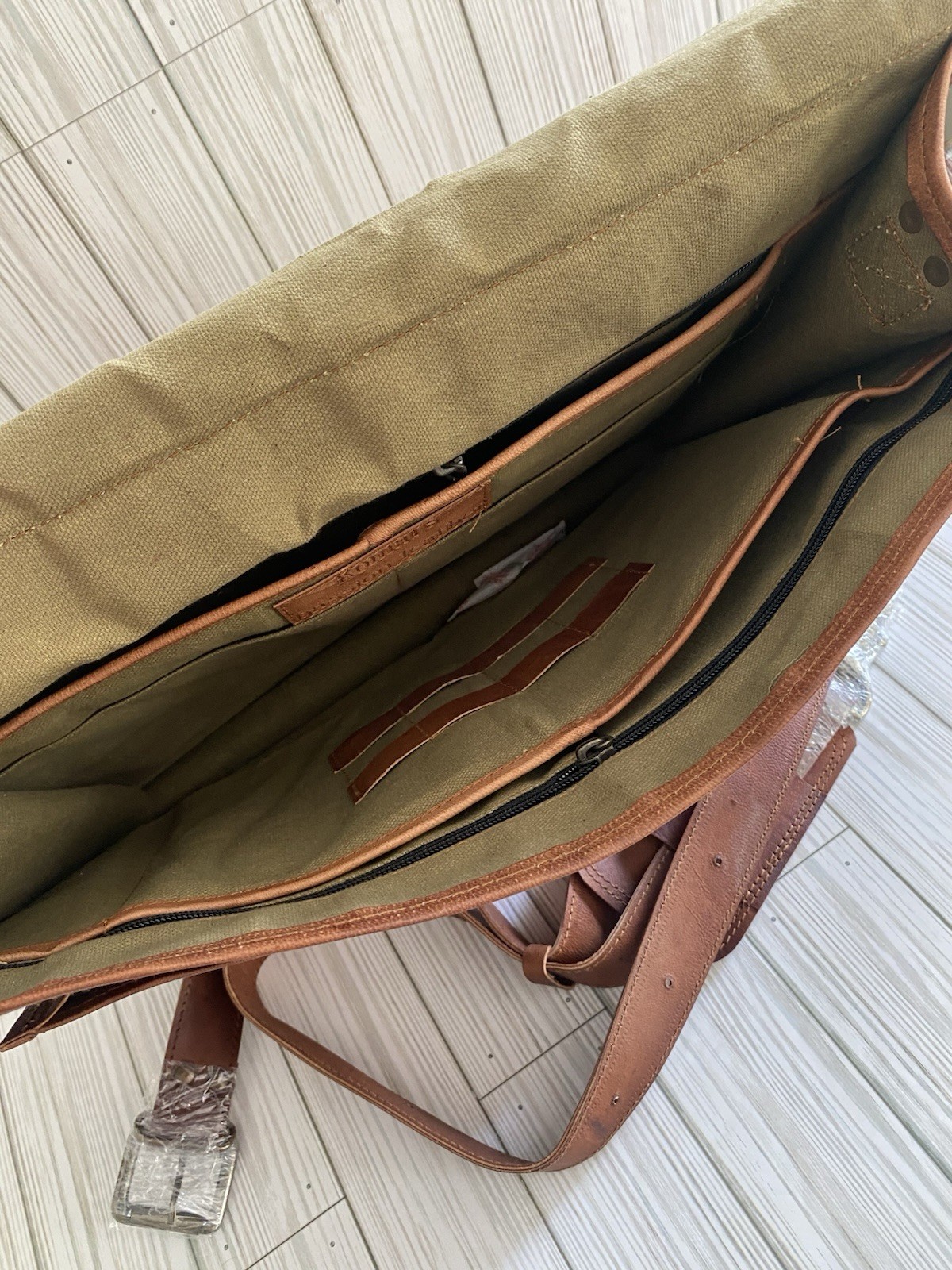 Komal’s Passion Handmade Leather Satchel Laptop Messenger Bag Canvas 18”