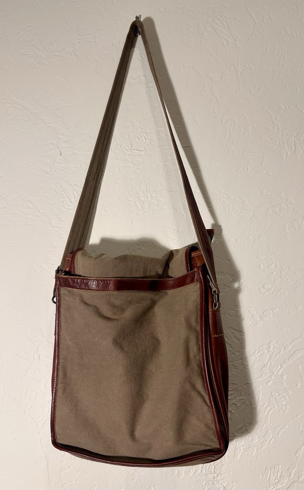 Converse Messenger Bag Brown Leather Canvas Crossbody Satchel Vintage Style RARE