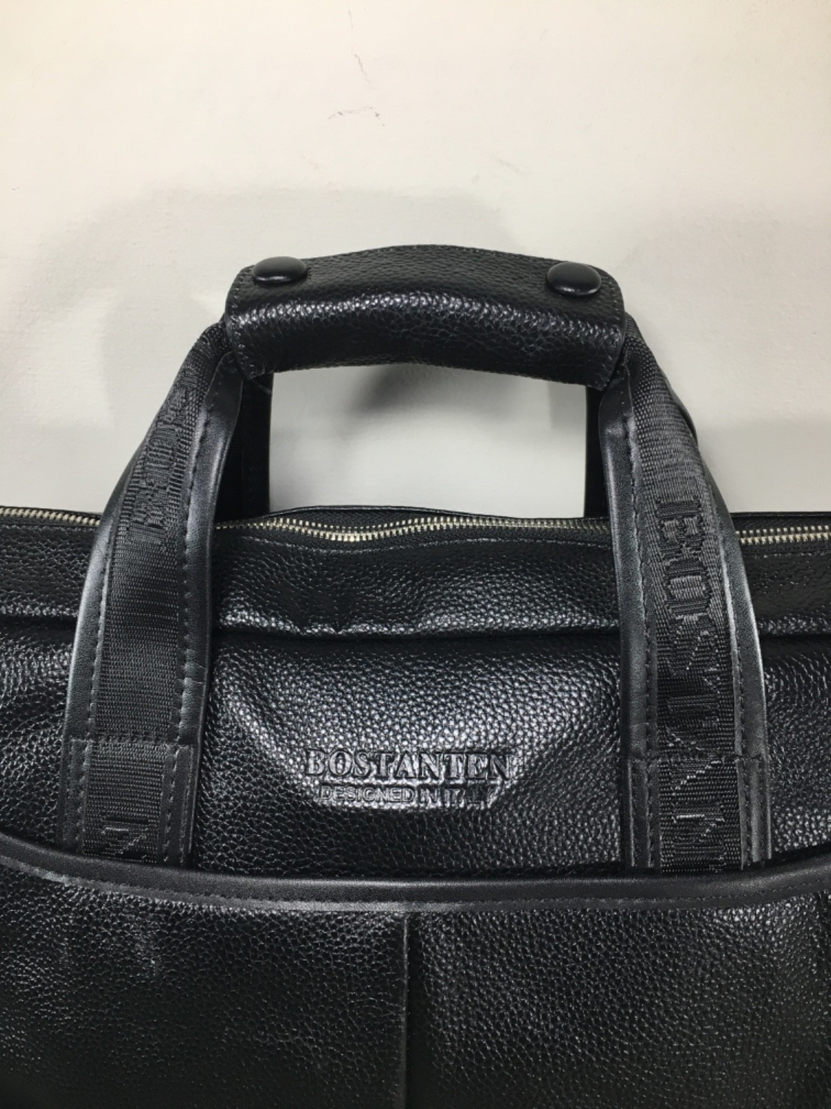 Bostanten Royal 14″ Leather Briefcase Laptop Computer Black Shoulder Bag Retro