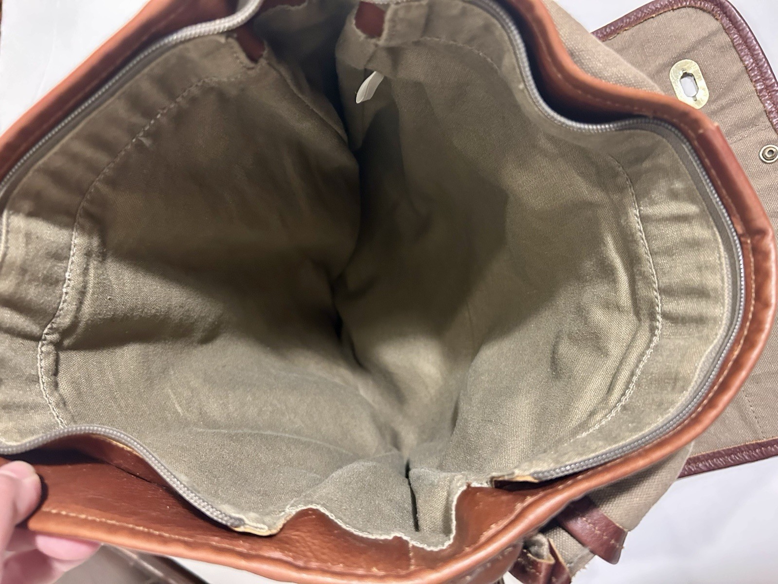 Converse Messenger Bag Brown Leather Canvas Crossbody Satchel Vintage Style RARE