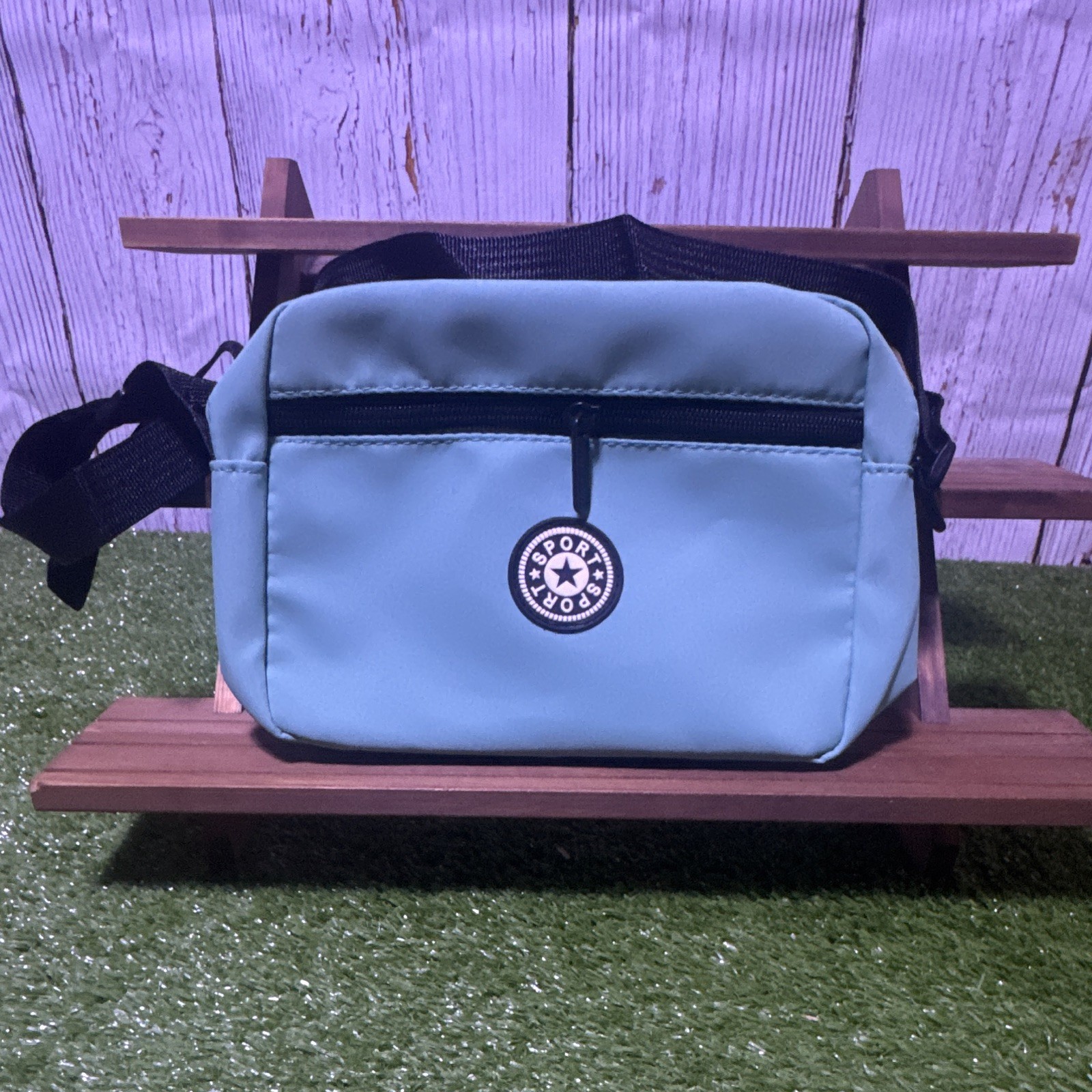 Blue Small Crossbody Bag Zip Closure Adjustable Strap Lined Front Zipper Pocket
