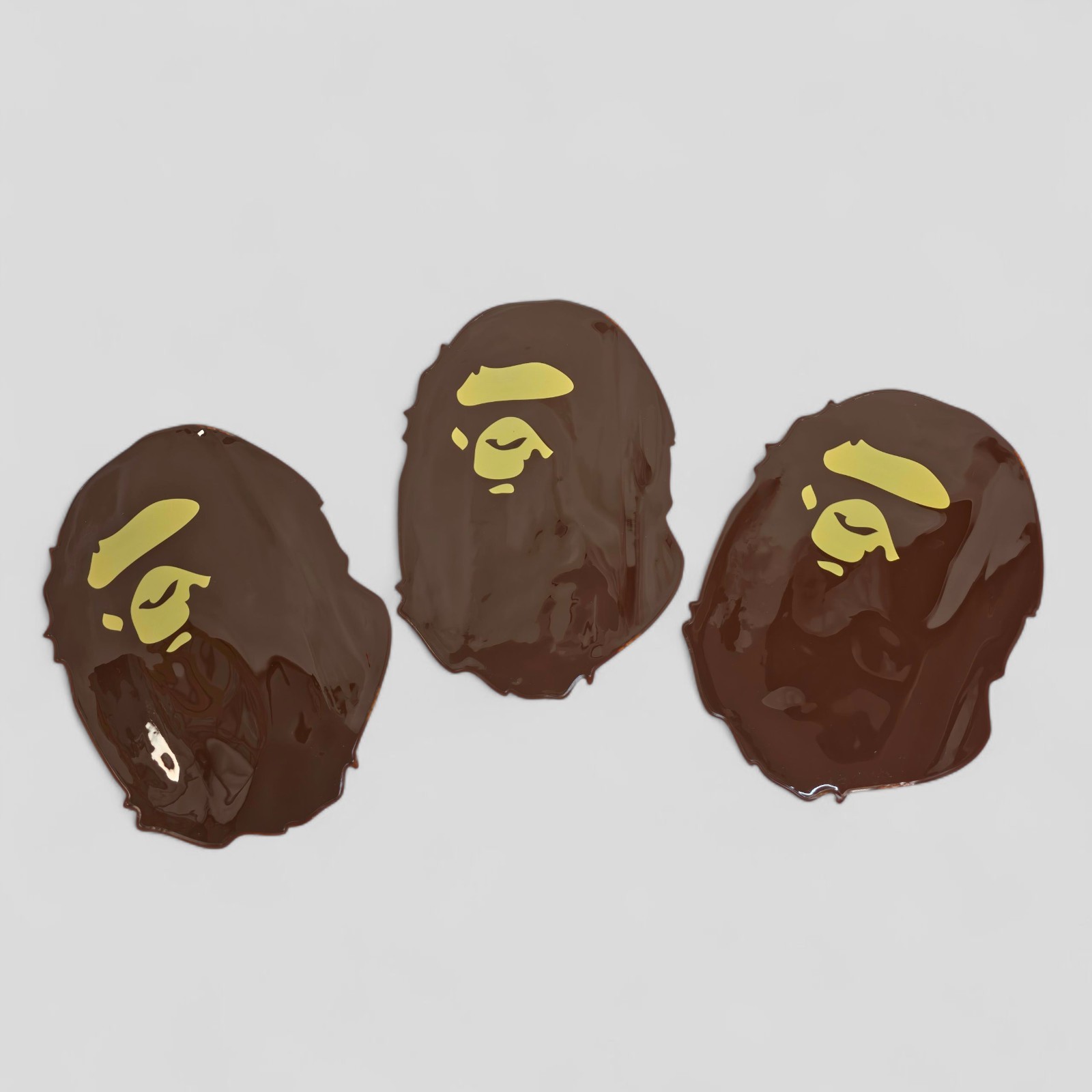 A Bathing Ape PVC Pouch Brown Head Logo Small Zip Bag 5.5×8.5″ New Lot of 3 Bape