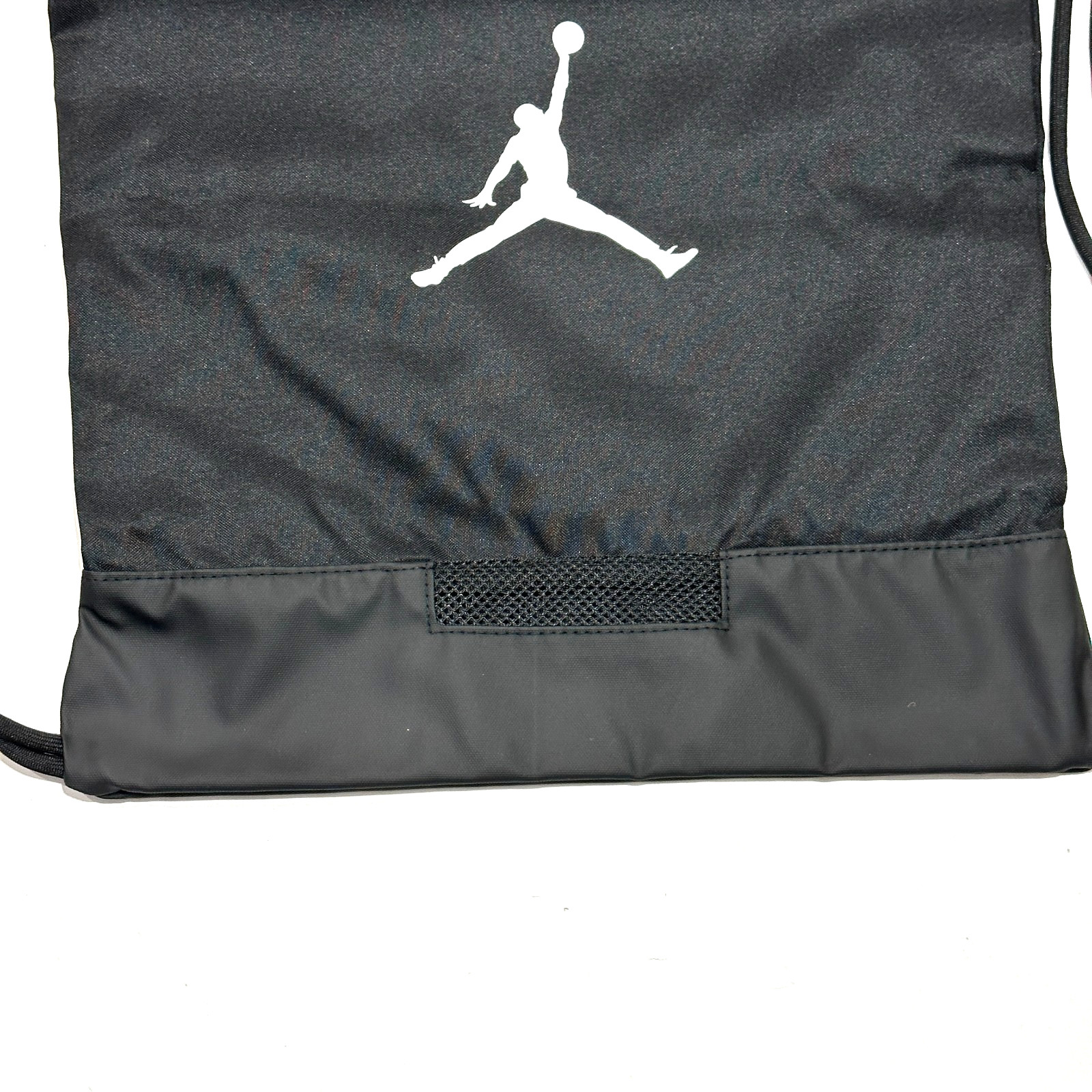 Nike Air Jordan Jumpman Drawstring Gym Sack Backpack Black Zip Pocket Youth OS
