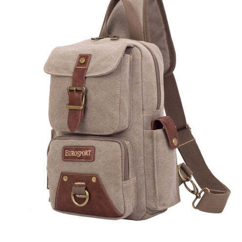 EuroSport Cargo Sling Bag Canvas PUTTY Color B431 Rucksack Travel Sport School