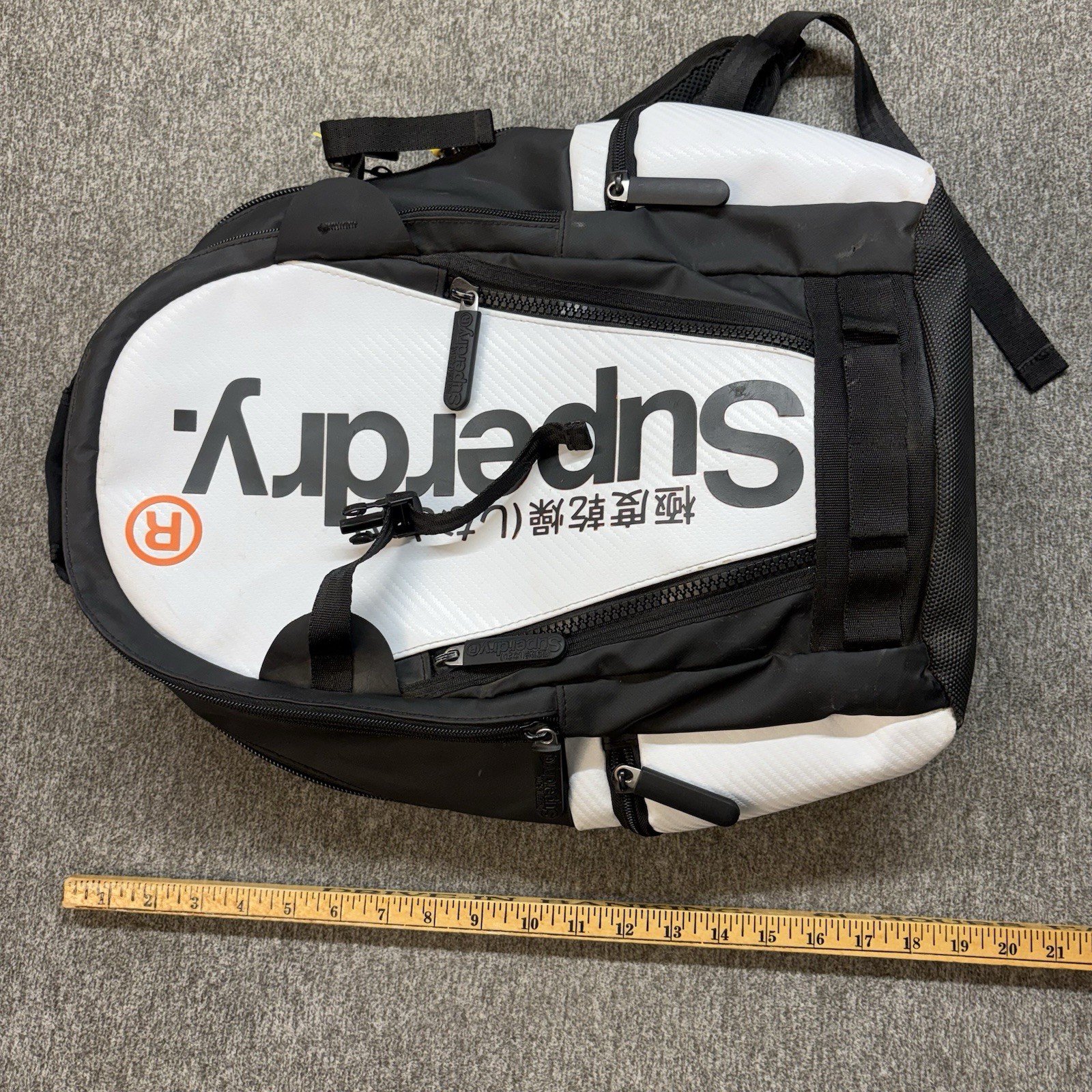 Superdry White Tarp Tech Backpack Travel Sport School Laptop Bag 21L Water Zip