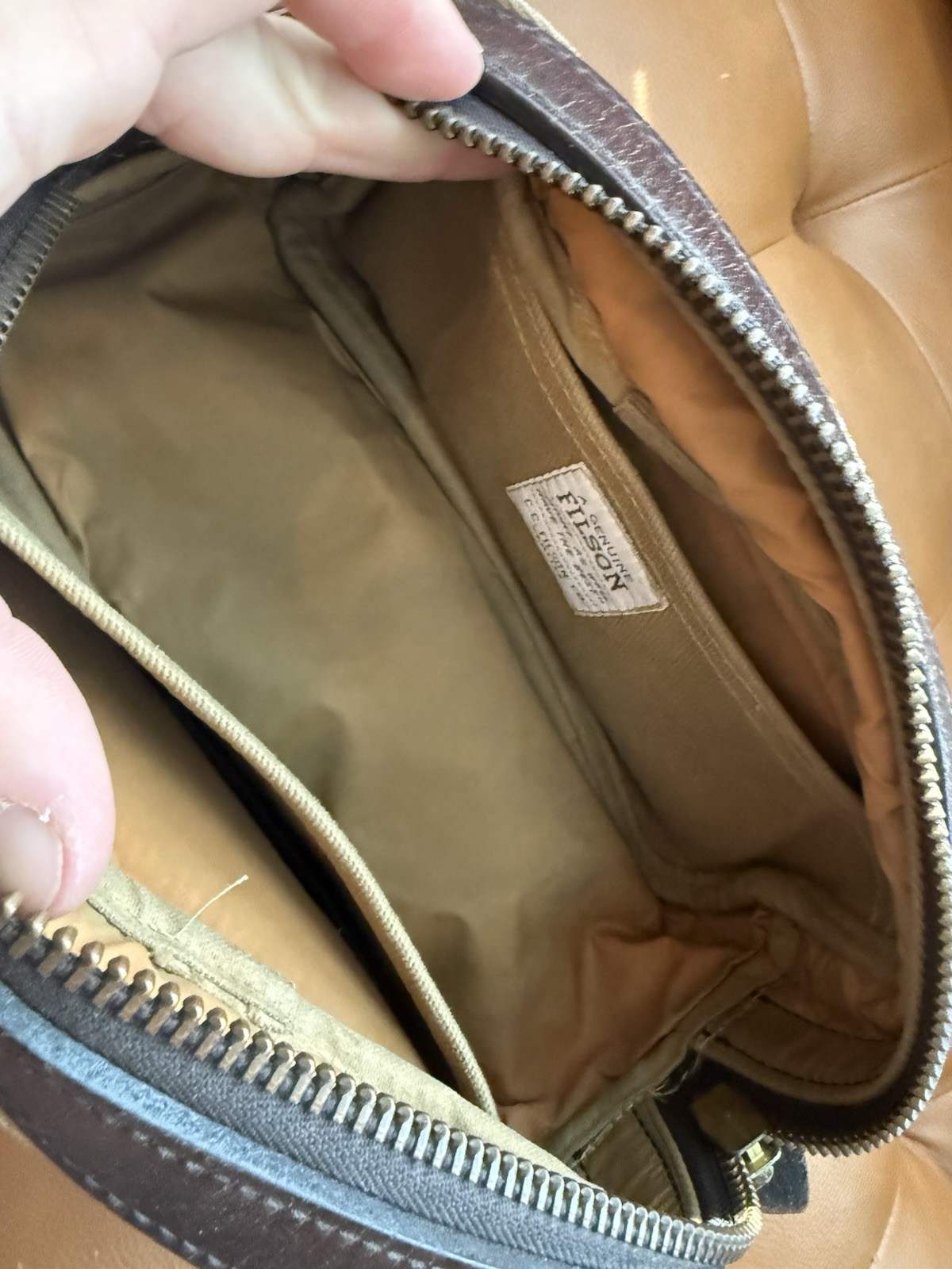 FILSON YKK Vintage Rugged Twill Travel Kit Tan Toiletry Bag Made in USS