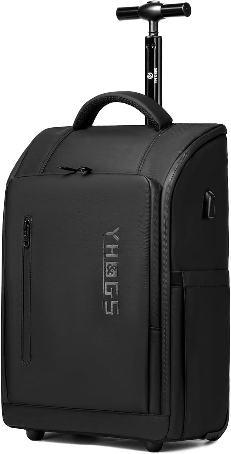 Rolling Backpack with Wheels 15.6 Inch Laptop Travel Carry On Waterproof Black