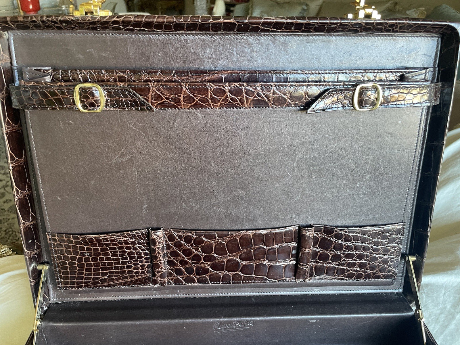 Crocodile attache briefcase