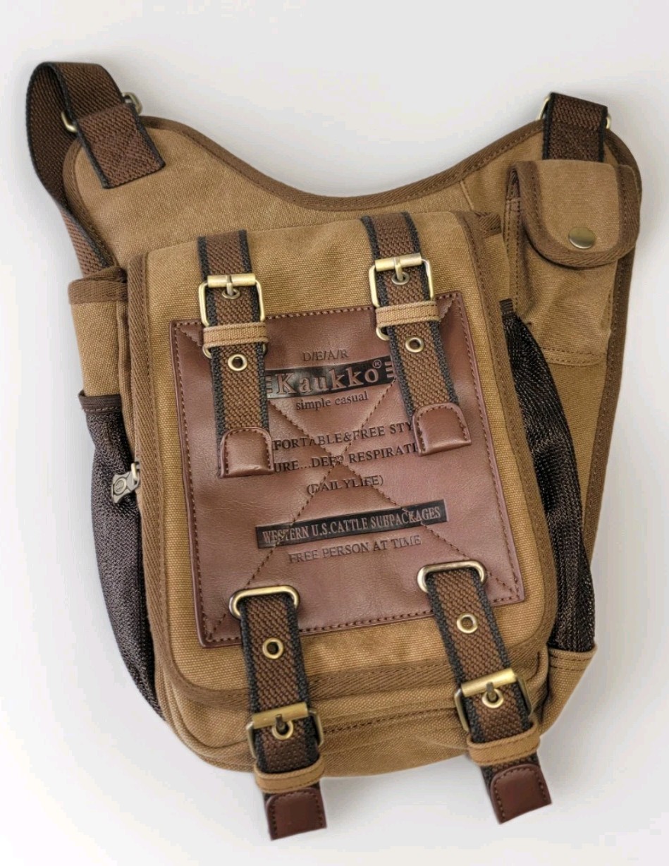 Kaukko Workshop Canvas Messenger Bag Crossbody Shoulder Sling Backpack Travel