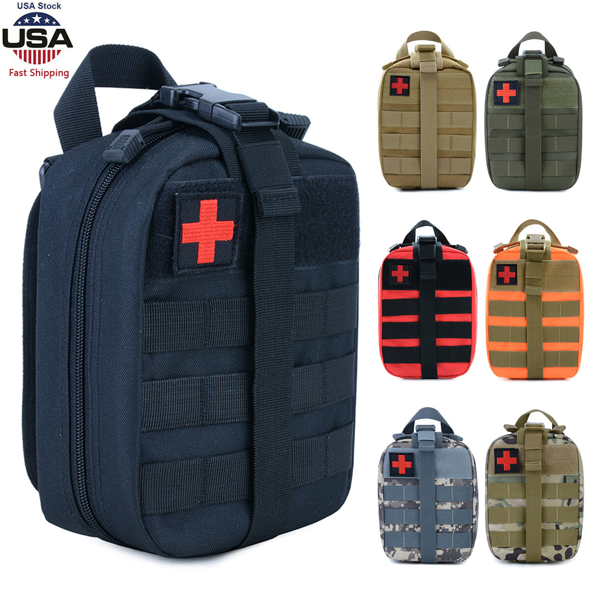 Tactical Molle EDC Pouch First Aid Medical Supplies Pack for Outdoor Activities