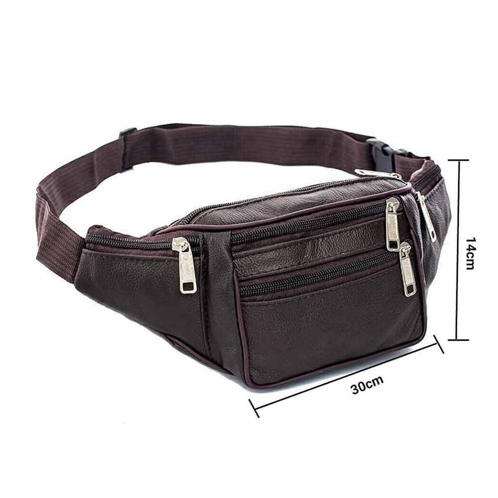 Bum Bag Leather Fanny Pack Unisex  Money Pouch Sports Travel Waist Belt Wallet