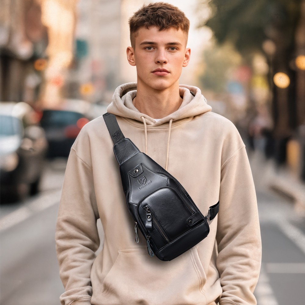 Sling Backpack for Men Chest bag Crossbody Bag Shoulder Bag 100% Genuine Leather