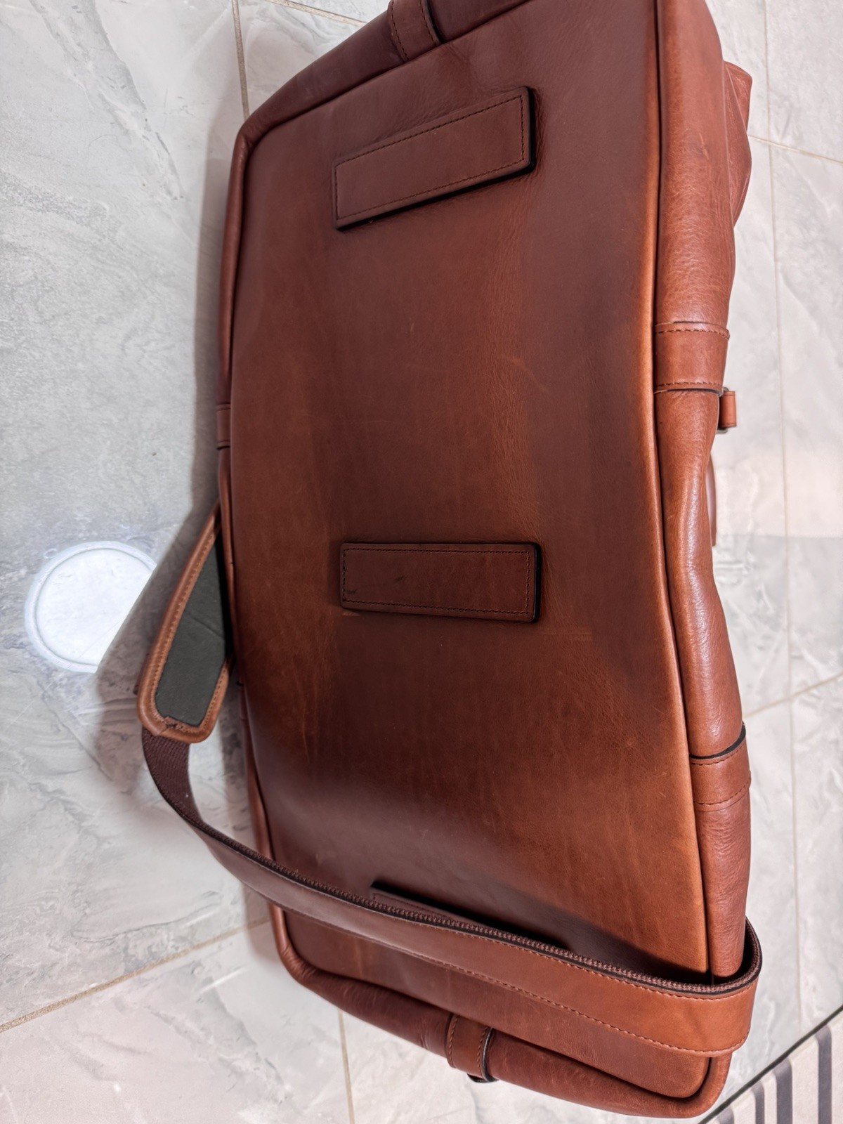 Tecovas Bartlett Cognac Leather Duffle Bag Large for Weekender Travel