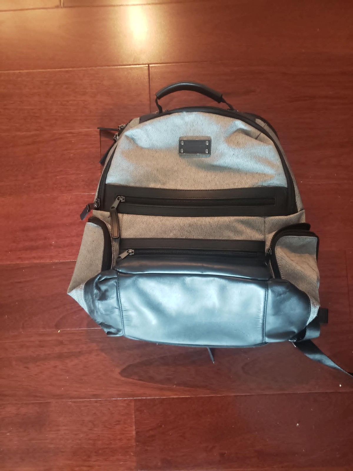RENWICK Mix Material UNISEX Gray Denim Laptop Backpack