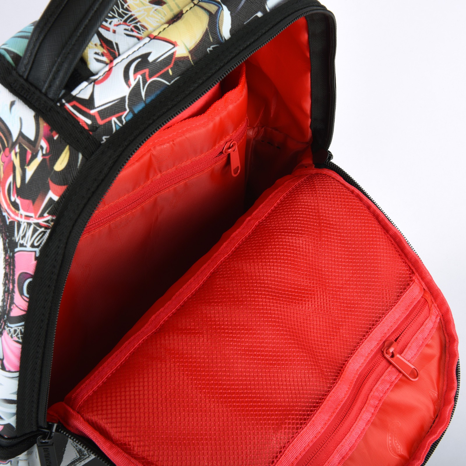 Sprayground New City Android Shark Leather Bag zipper Backpack Unisex Black