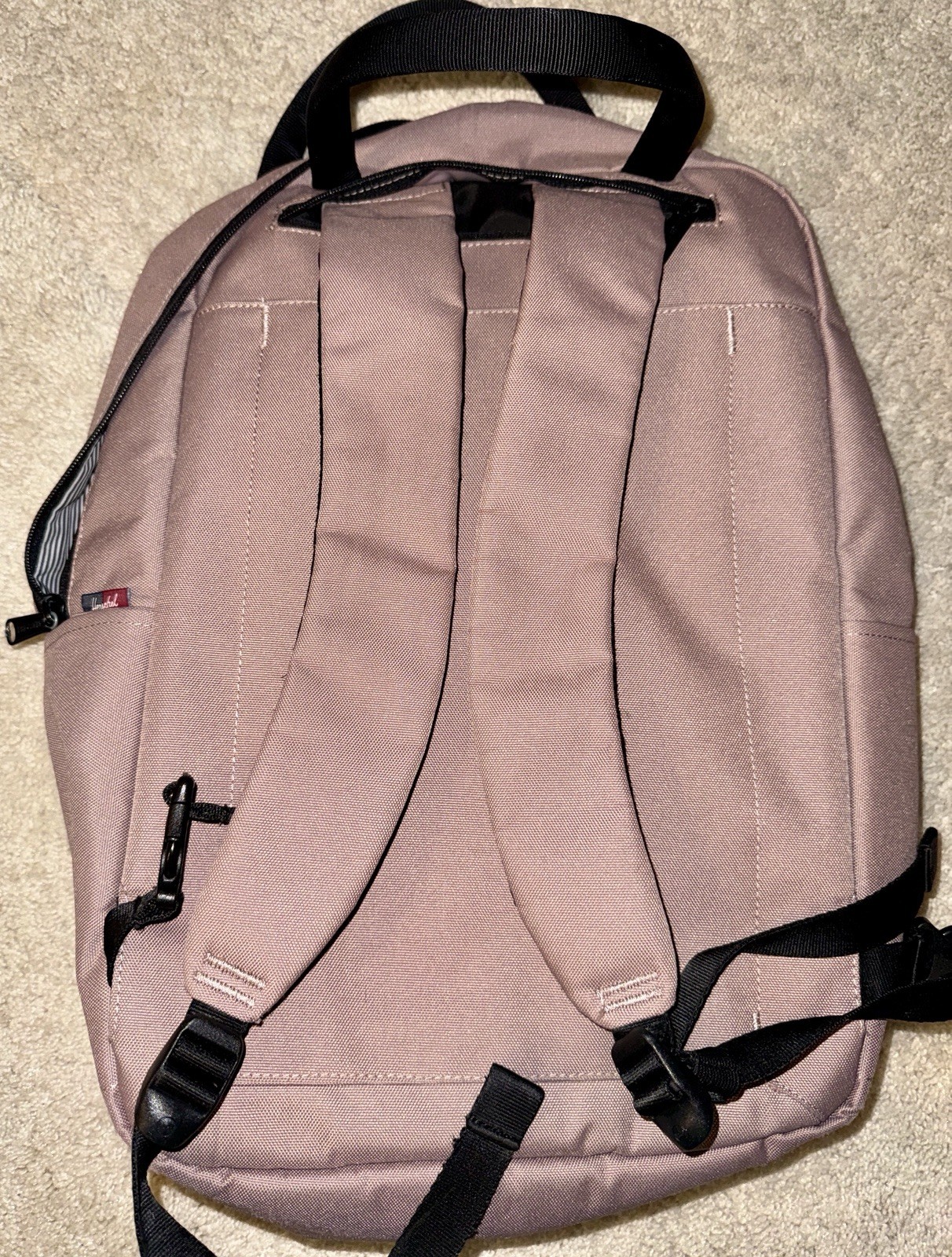 Herschel Pink Backpack Zip Closure Striped Lining Inner Pockets Travel Casual