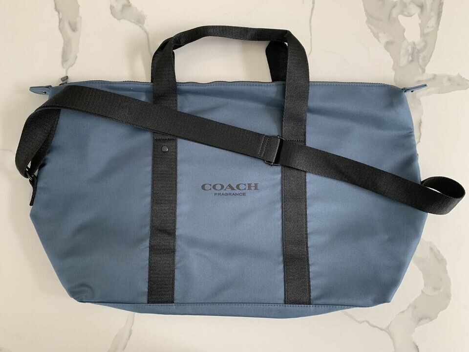Coach Unisex Expandable Weekender Duffle Sports Travel Gym Bag Slate Blue NWT