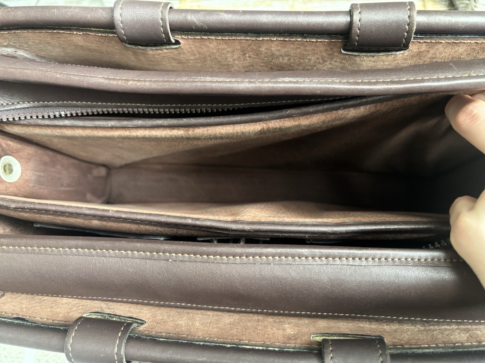 VTG Jack Georges Dark Brown Leather Executive Briefcase with Shoulder Strap RARE