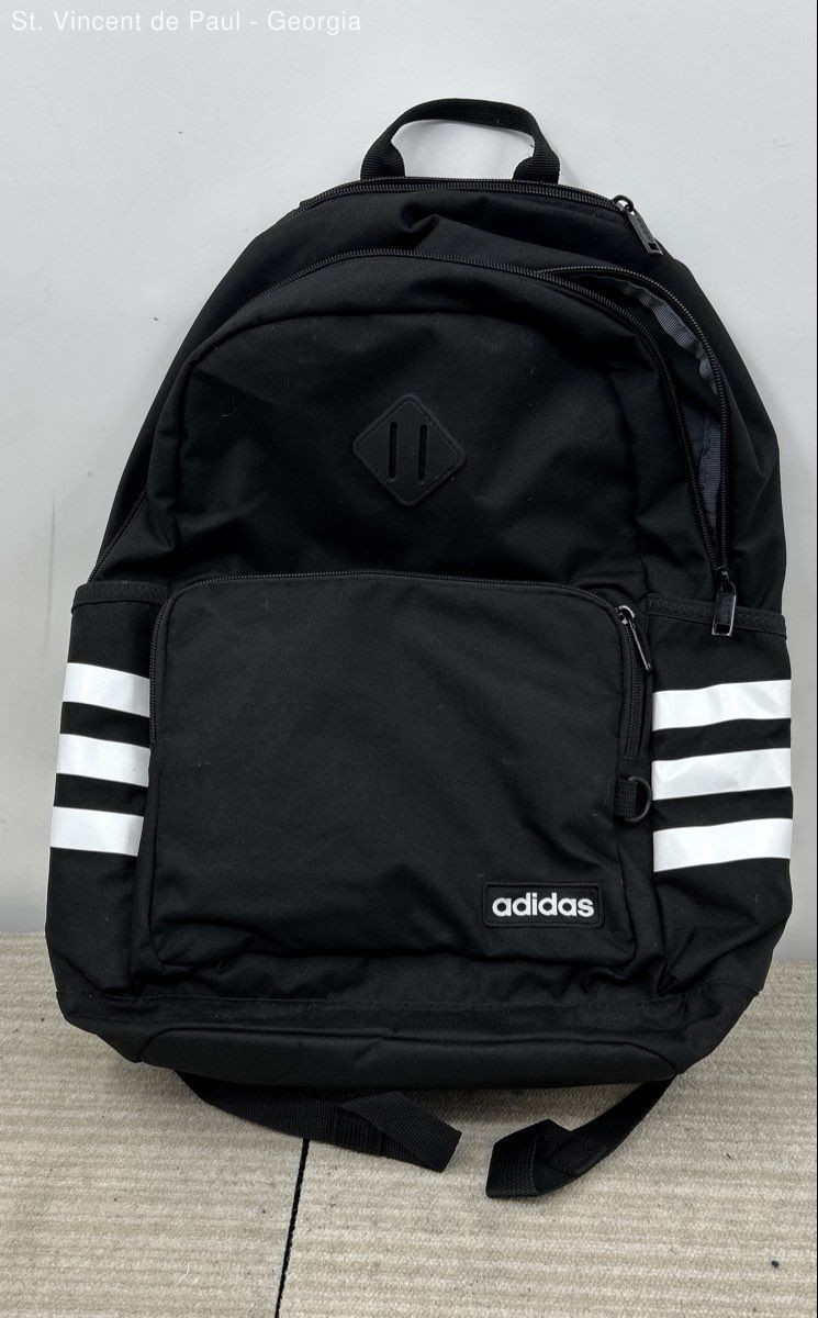 Adidas Classic 3S 4 Backpack Fits 16″ Laptop Jersey Black Bookbag Great Cond.