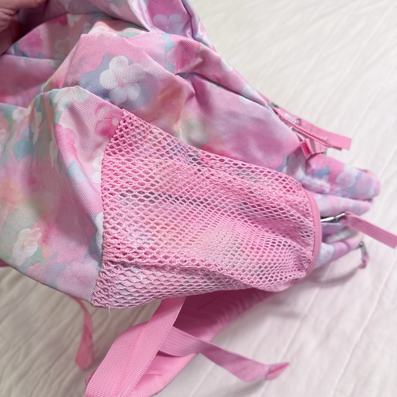 JanSport Big Student Backpack Neon Daisy Floral Print Pink