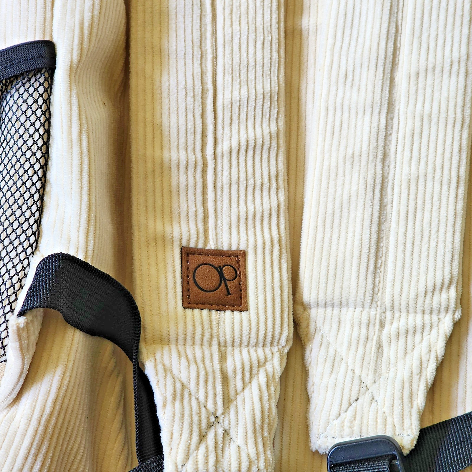 Vintage Ocean Pacific OP Backpack Ivory Corduroy 3 Compartment Zip Close 18″x12″