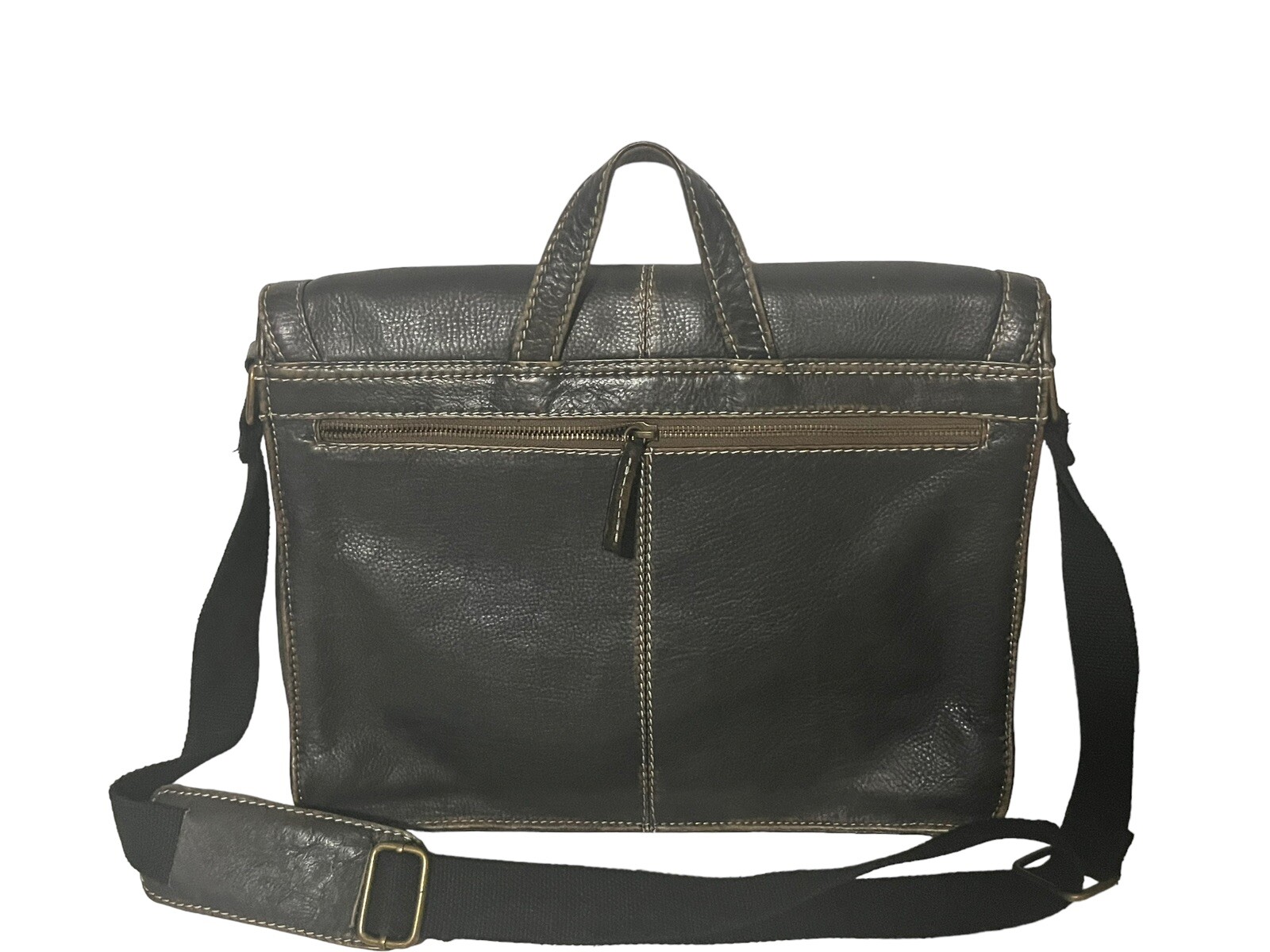 Black Rivet Distressed Brown Leather Laptop Shoulder Messenger Bag Briefcase