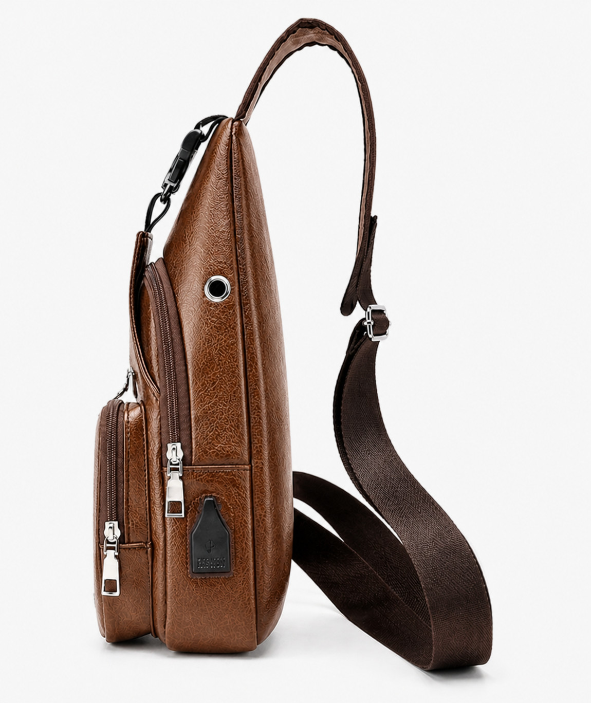 Mens Chest Shoulder Backpack Sling Cross Body Man Leather Satchel Travel Bag US