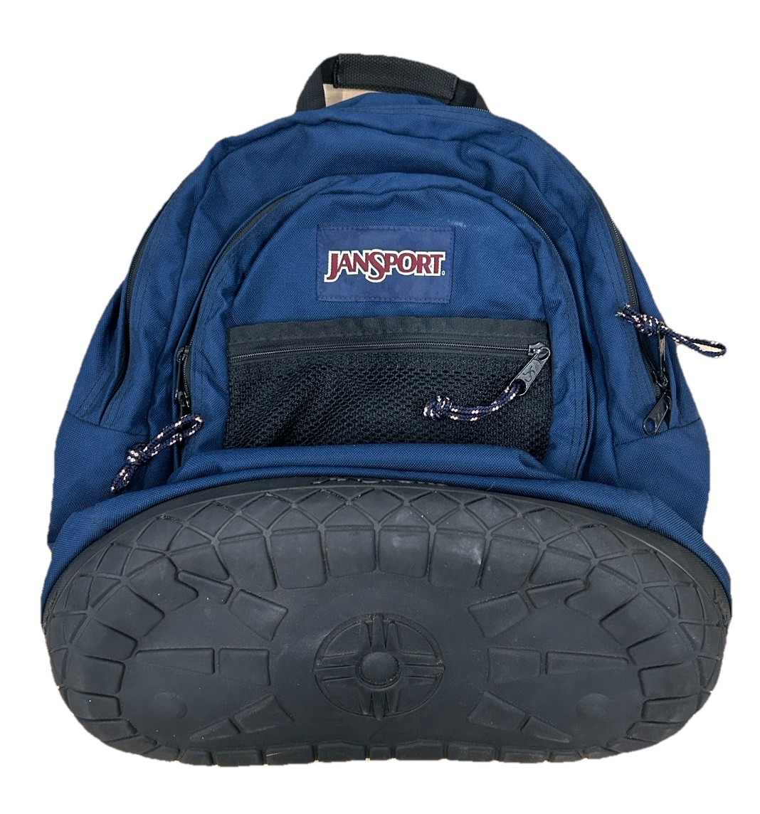 Vintage JANSPORT Backpack Thick Rubber Tire Bottom Bookbag Backpack Blue