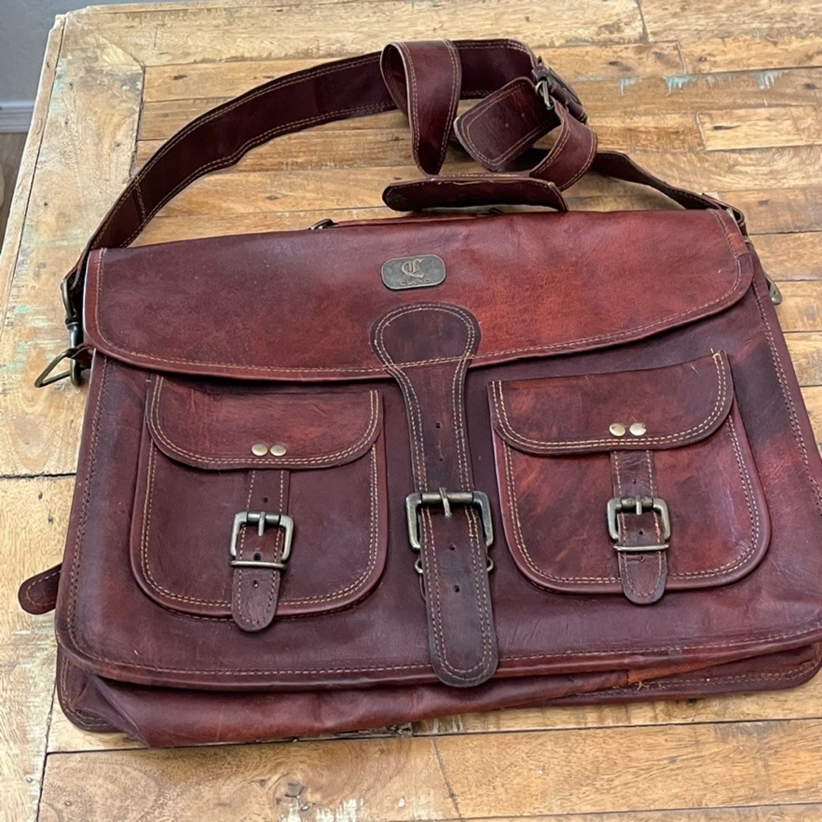 Vintage Cuero DHK Leather 17″ Handmade Laptop Satchel Messenger Bag