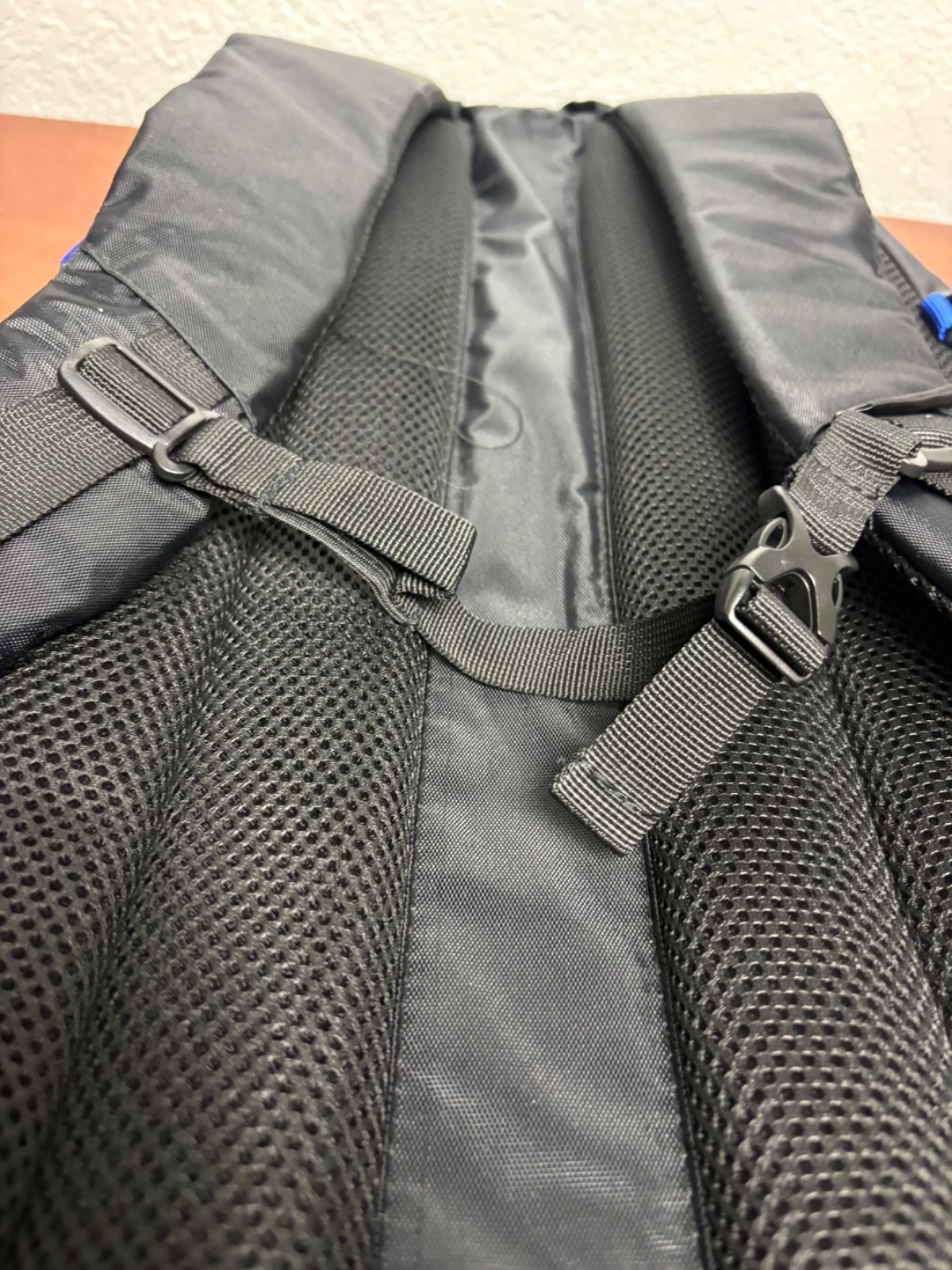 Basecamp Black & Blue Laptop Backpack Watermark Logo Padded Straps Travel Bag
