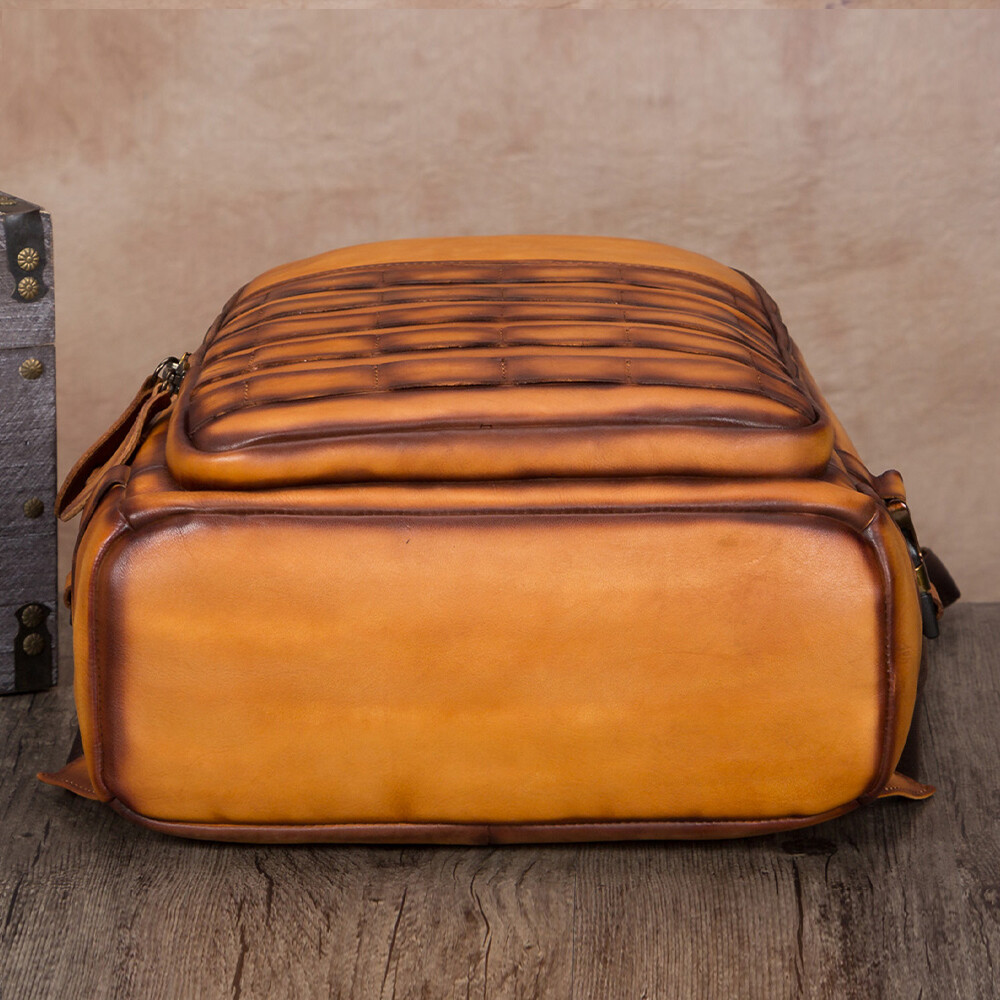Genuine Leather Large Backpack Purse for Men Knapsack Rucksack Bag Laptop Travel